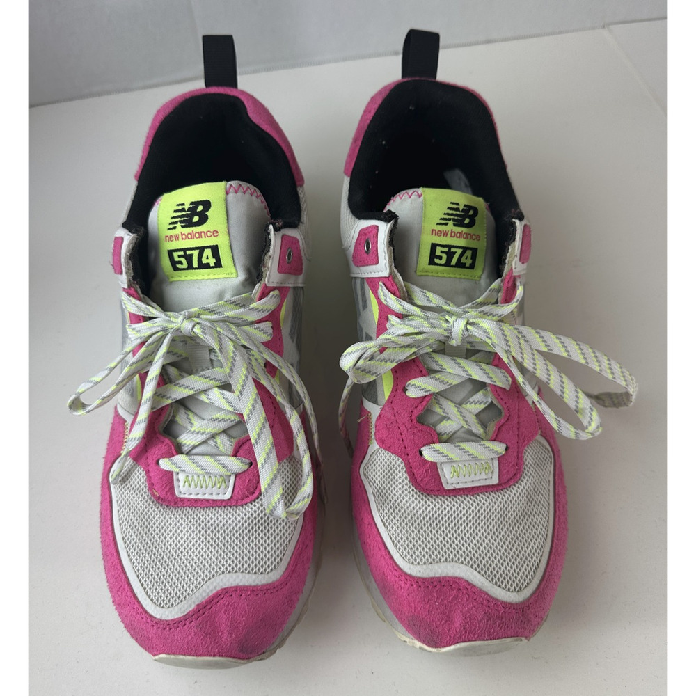 New Balance 574 Running Sneakers Green White Pink Glow Shoes Women's US Size 11 - Picture 2 of 15